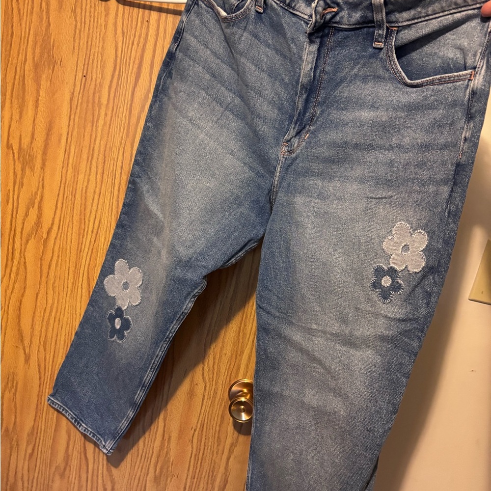 Hollister Floral Embroidered Blue Jeans